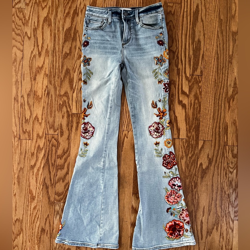 New Driftwood embroidered Farah jeans. 24/34.